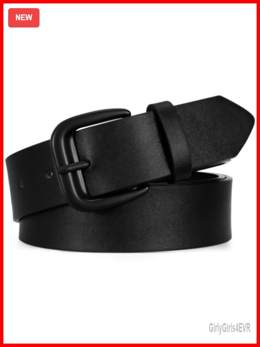 Women's PU Leather Belt with Square Buckle, 9-Hole Adjustable, 1.3-Inch